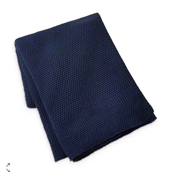 RALPH LAUREN Home Pursell Throw Blanket Navy Blue NEW Size 54x72 Luxury Designer - Picture 1 of 10